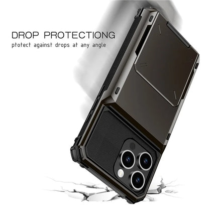 For iPhone 16 Pro Phone Cover PC+TPU Dual Layer Back Case with Card Holder
