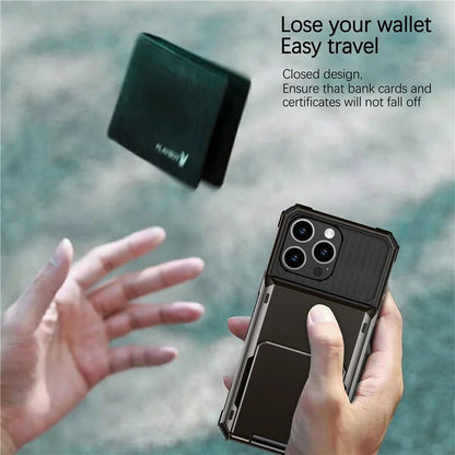 For iPhone 16 Pro Phone Cover PC+TPU Dual Layer Back Case with Card Holder