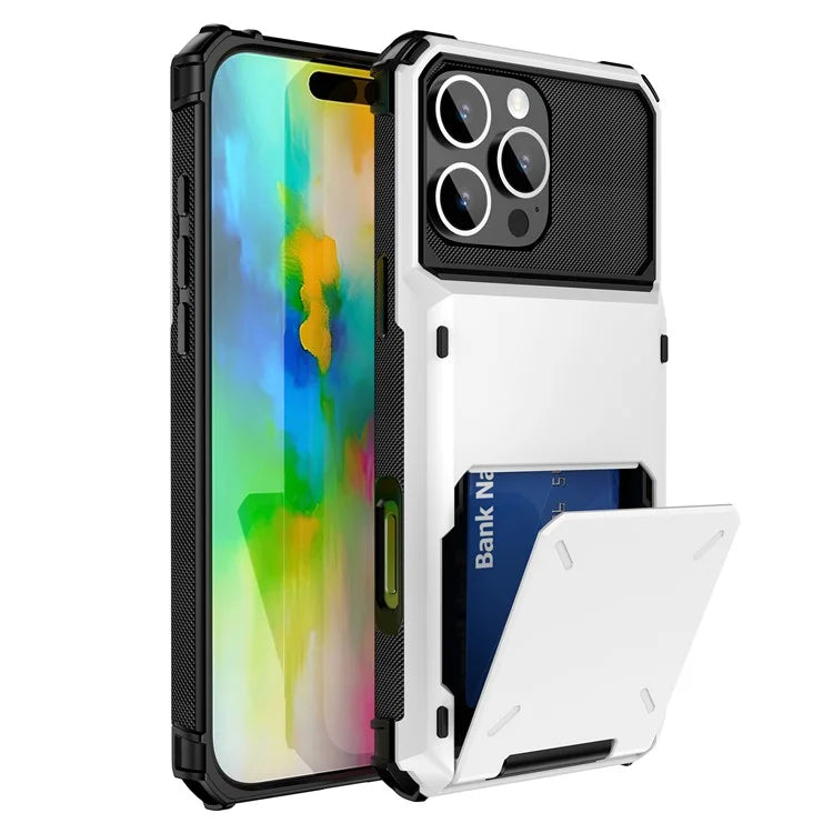 For iPhone 16 Pro Phone Cover PC+TPU Dual Layer Back Case with Card Holder