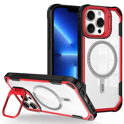 For iPhone 13 Pro Max Case PC+TPU+Acrylic Back Cover with Lens Kickstand Compatible with MagSafe