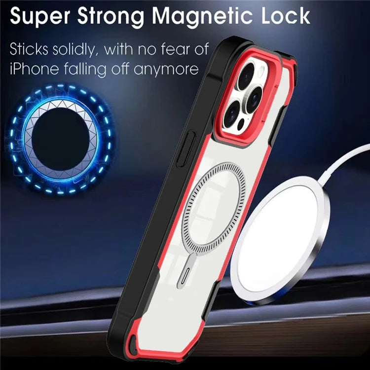 For iPhone 13 Pro Max Case PC+TPU+Acrylic Back Cover with Lens Kickstand Compatible with MagSafe
