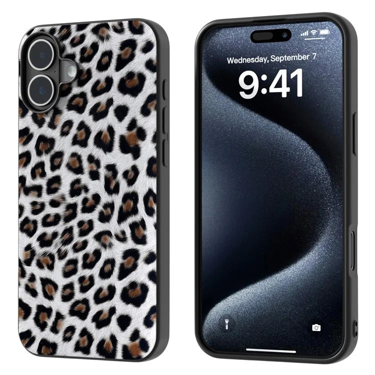 ABEEL For iPhone 16 Plus Case Leopard Print Leather+TPU Phone Cover