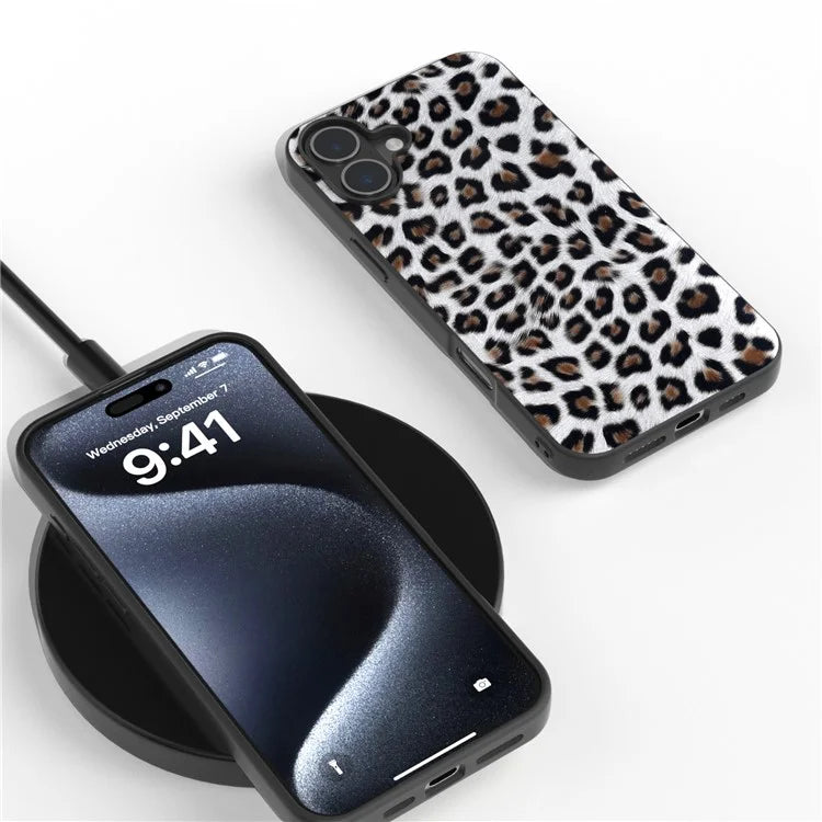 ABEEL For iPhone 16 Plus Case Leopard Print Leather+TPU Phone Cover