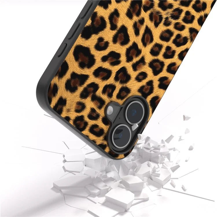 ABEEL For iPhone 16 Plus Case Leopard Print Leather+TPU Phone Cover
