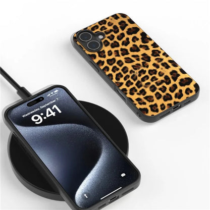 ABEEL For iPhone 16 Plus Case Leopard Print Leather+TPU Phone Cover