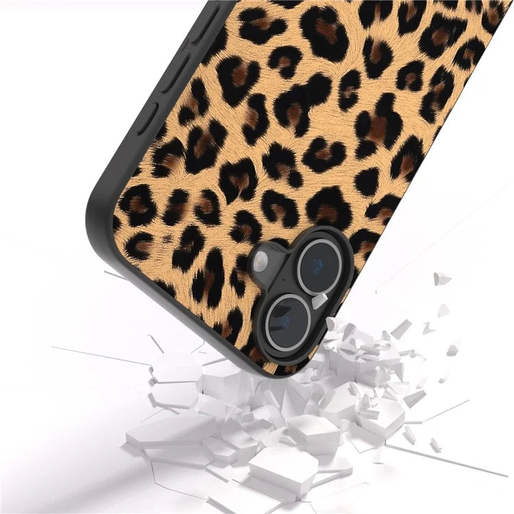ABEEL For iPhone 16 Plus Case Leopard Print Leather+TPU Phone Cover
