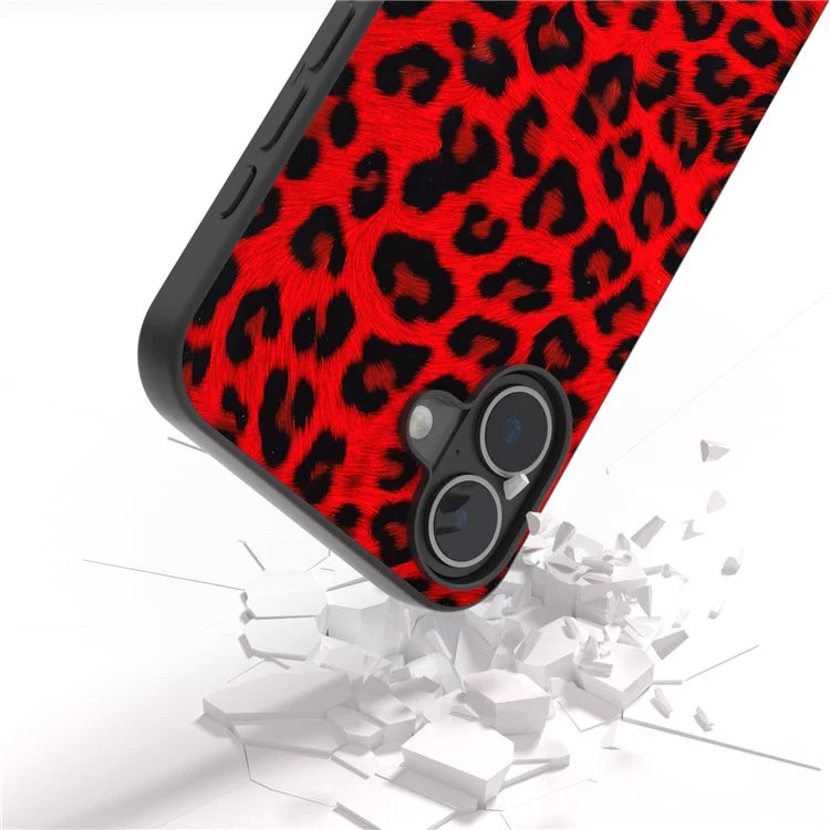 ABEEL For iPhone 16 Case PU Leather Coated TPU Leopard Phone Cover