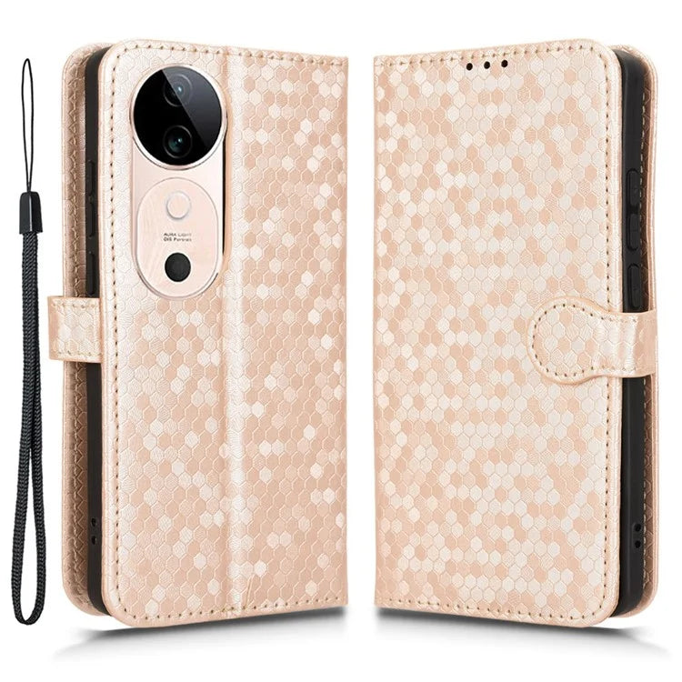 For vivo S19 5G Wallet Case Dot Pattern Imprint PU Leather Phone Cover