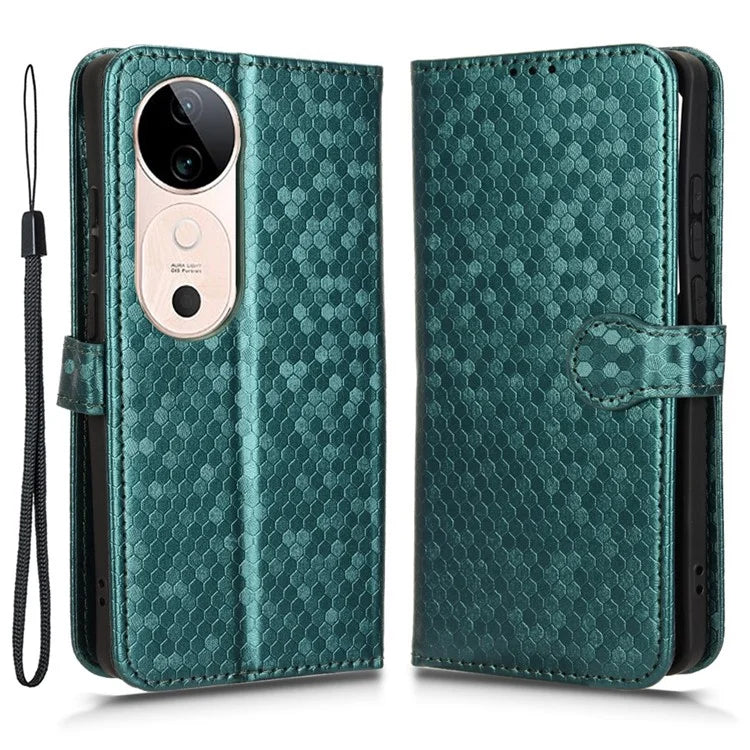 For vivo S19 5G Wallet Case Dot Pattern Imprint PU Leather Phone Cover