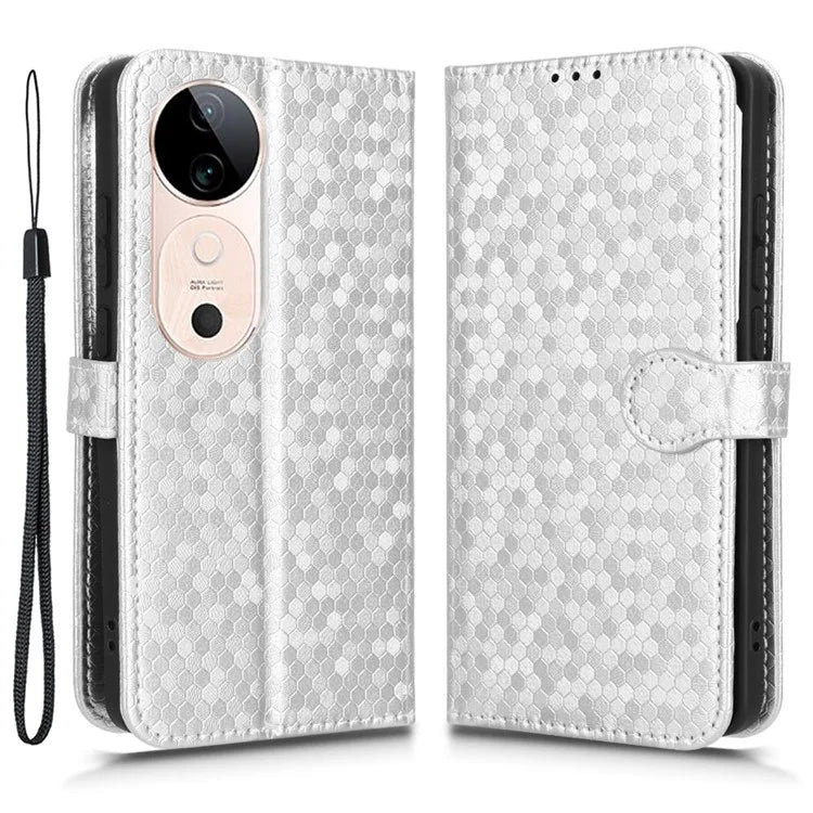 For vivo S19 5G Wallet Case Dot Pattern Imprint PU Leather Phone Cover