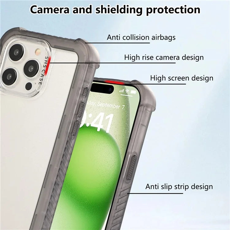 For iPhone 15 Pro Case Non-Slip Side Edge TPU+PC Matte Phone Cover