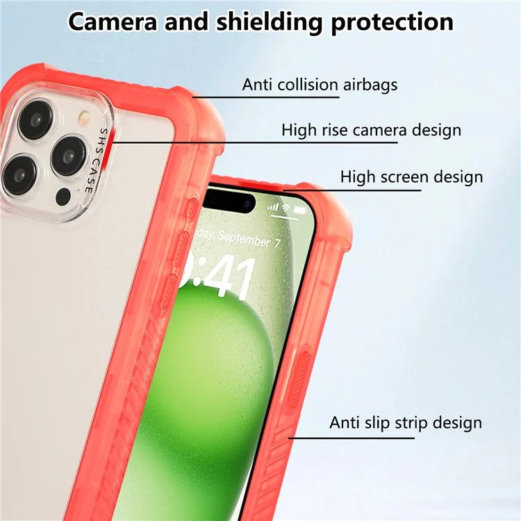 For iPhone 15 Pro Case Non-Slip Side Edge TPU+PC Matte Phone Cover
