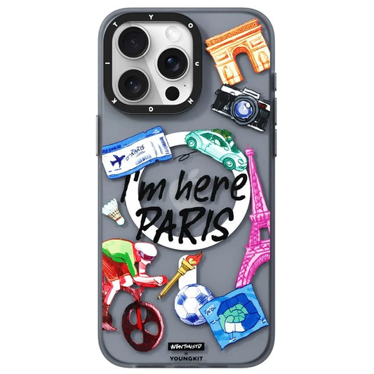 YOUNGKIT I'm Here Paris Series For iPhone 15 Pro Max Magnetic Case Airbag Protective PC+TPU Phone Cover
