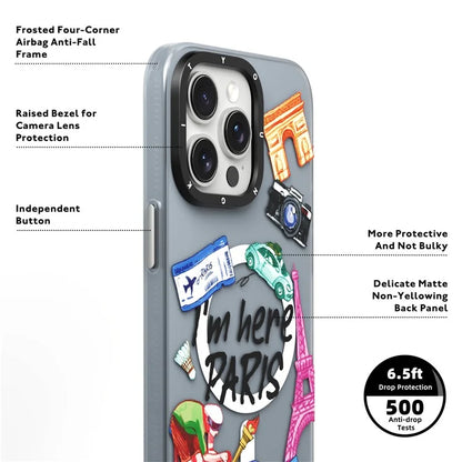 YOUNGKIT I'm Here Paris Series For iPhone 15 Pro Max Magnetic Case Airbag Protective PC+TPU Phone Cover