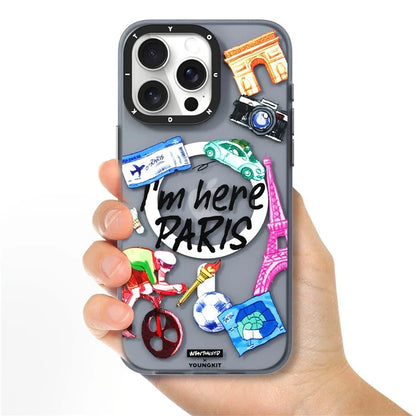 YOUNGKIT I'm Here Paris Series For iPhone 15 Pro Max Magnetic Case Airbag Protective PC+TPU Phone Cover