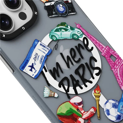 YOUNGKIT I'm Here Paris Series For iPhone 14 Pro Max Magnetic Case PC+TPU Phone Cover IMD Design