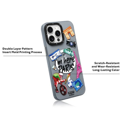 YOUNGKIT I'm Here Paris Series For iPhone 14 Pro Magnetic Case Cute Pattern Shockproof PC+TPU Phone Cover