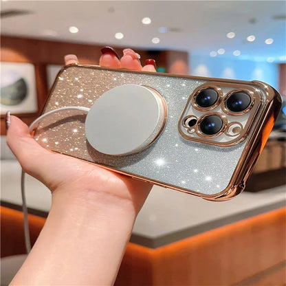 For iPhone 14 Pro Max Magnetic Case Gradient TPU Phone Cover with Cute Love Heart Pattern