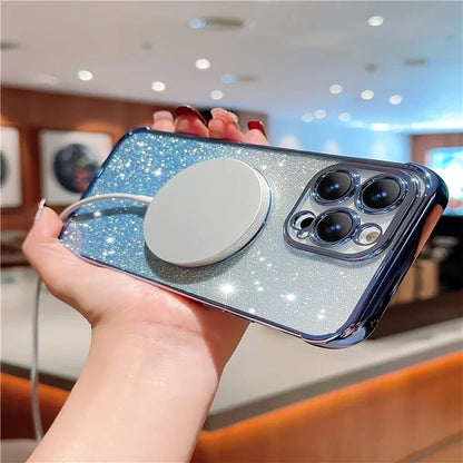 For iPhone 14 Pro Max Magnetic Case Gradient TPU Phone Cover with Cute Love Heart Pattern