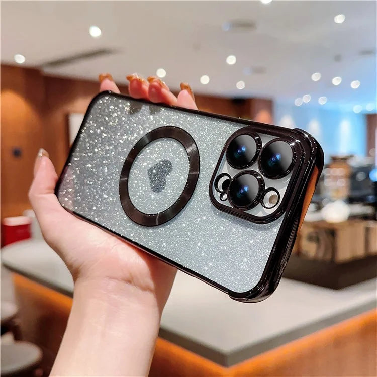 For iPhone 14 Pro Max Magnetic Case Gradient TPU Phone Cover with Cute Love Heart Pattern