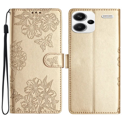 For Xiaomi Redmi Note 13 Pro+ 5G Case Butterfly Flower Imprint Leather Protection Phone Cover