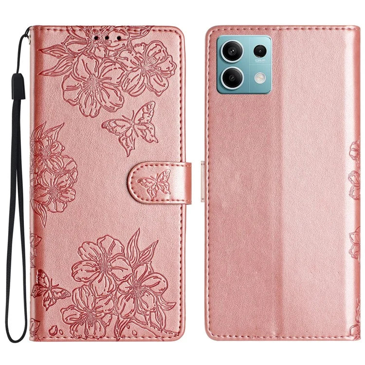 For Xiaomi Redmi Note 13 5G Case Butterfly Flower Drop-Proof PU Leather Wallet Phone Cover