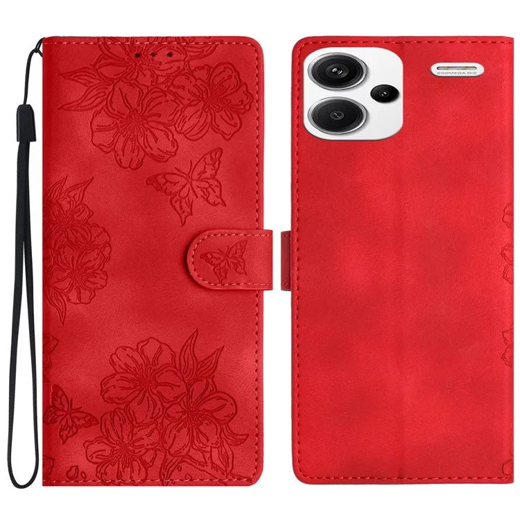 For Xiaomi Redmi Note 13 Pro+ 5G Case PU Leather Butterfly Flower Pattern Anti-Scratch Phone Cover