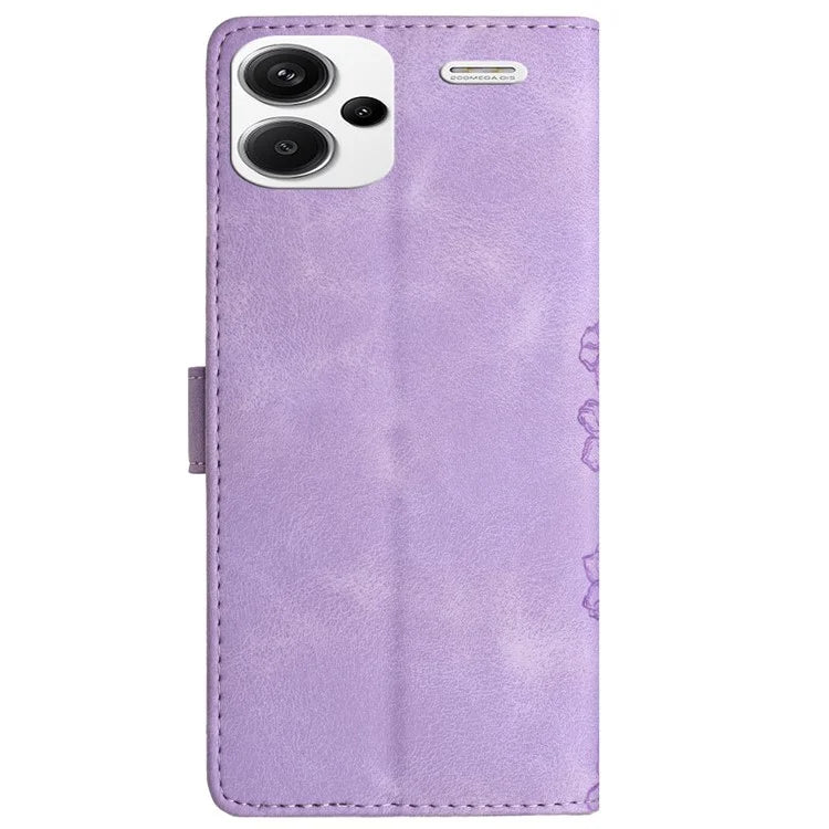 For Xiaomi Redmi Note 13 Pro+ 5G Case PU Leather Butterfly Flower Pattern Anti-Scratch Phone Cover