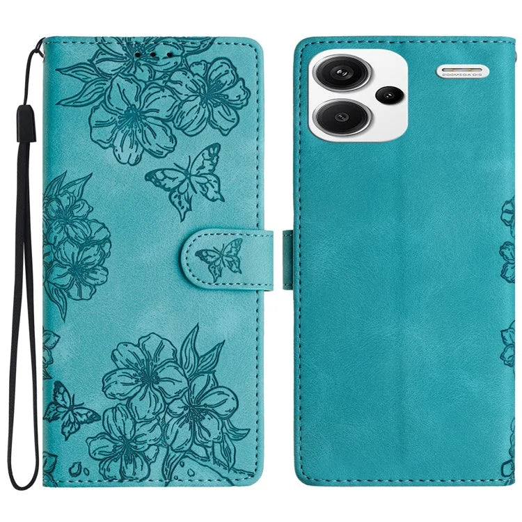 For Xiaomi Redmi Note 13 Pro+ 5G Case PU Leather Butterfly Flower Pattern Anti-Scratch Phone Cover