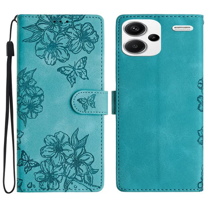 For Xiaomi Redmi Note 13 Pro+ 5G Case PU Leather Butterfly Flower Pattern Anti-Scratch Phone Cover