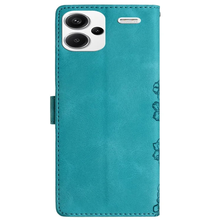 For Xiaomi Redmi Note 13 Pro+ 5G Case PU Leather Butterfly Flower Pattern Anti-Scratch Phone Cover