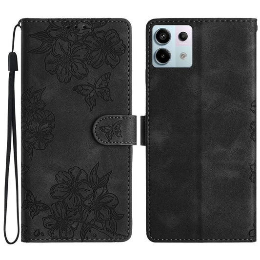 For Xiaomi Redmi Note 13 Pro 5G / Poco X6 5G Case Butterfly Flower Imprint Skin-Touch Leather Phone Cover