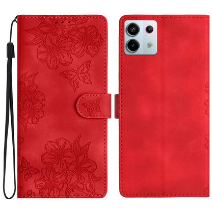 For Xiaomi Redmi Note 13 Pro 5G / Poco X6 5G Case Butterfly Flower Imprint Skin-Touch Leather Phone Cover