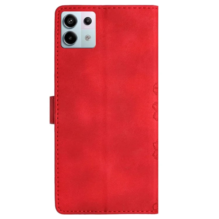 For Xiaomi Redmi Note 13 Pro 5G / Poco X6 5G Case Butterfly Flower Imprint Skin-Touch Leather Phone Cover