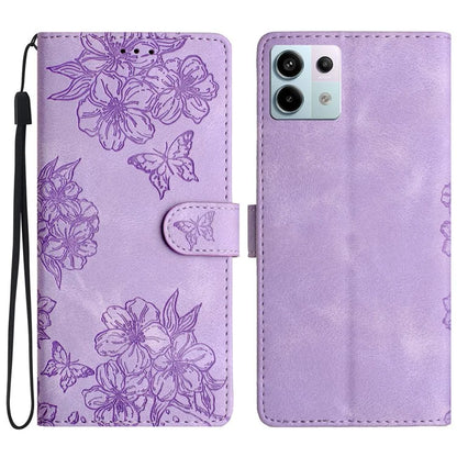 For Xiaomi Redmi Note 13 Pro 5G / Poco X6 5G Case Butterfly Flower Imprint Skin-Touch Leather Phone Cover