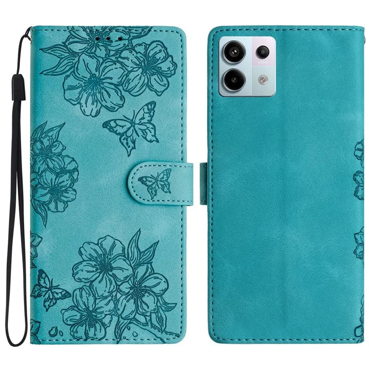 For Xiaomi Redmi Note 13 Pro 5G / Poco X6 5G Case Butterfly Flower Imprint Skin-Touch Leather Phone Cover