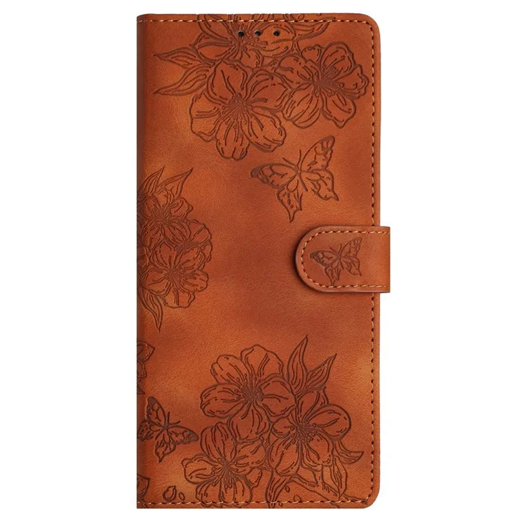 For Xiaomi Redmi Note 13 Pro 5G / Poco X6 5G Case Butterfly Flower Imprint Skin-Touch Leather Phone Cover