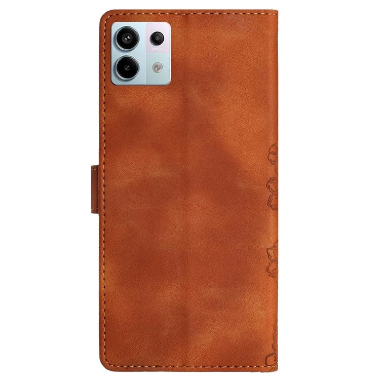 For Xiaomi Redmi Note 13 Pro 5G / Poco X6 5G Case Butterfly Flower Imprint Skin-Touch Leather Phone Cover