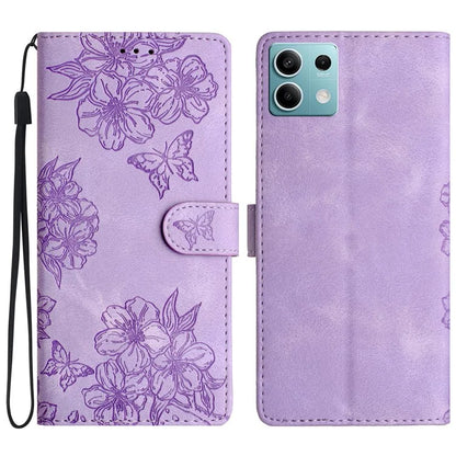 For Xiaomi Redmi Note 13 5G Case Butterfly Flower Pattern Skin-Touch Anti-Drop Leather Phone Cover
