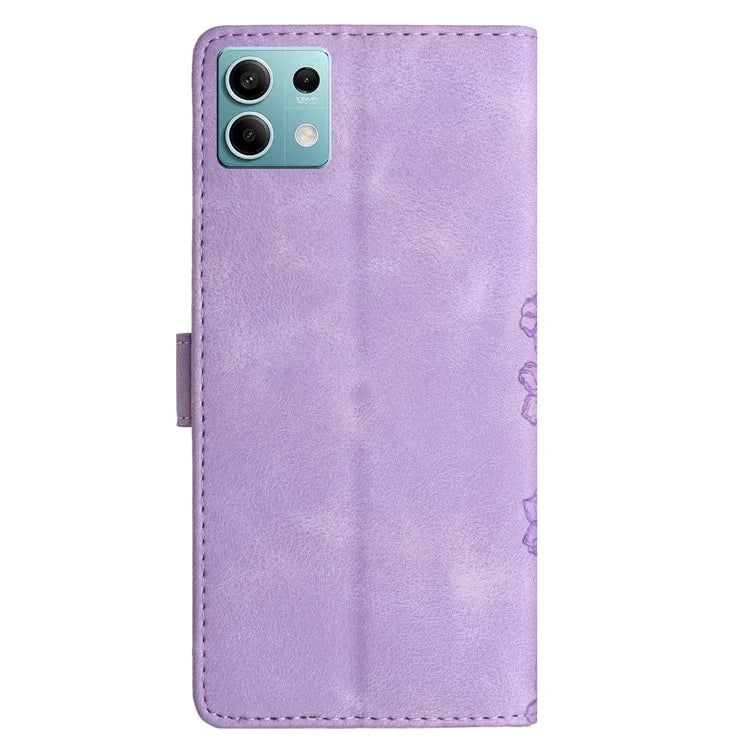 For Xiaomi Redmi Note 13 5G Case Butterfly Flower Pattern Skin-Touch Anti-Drop Leather Phone Cover