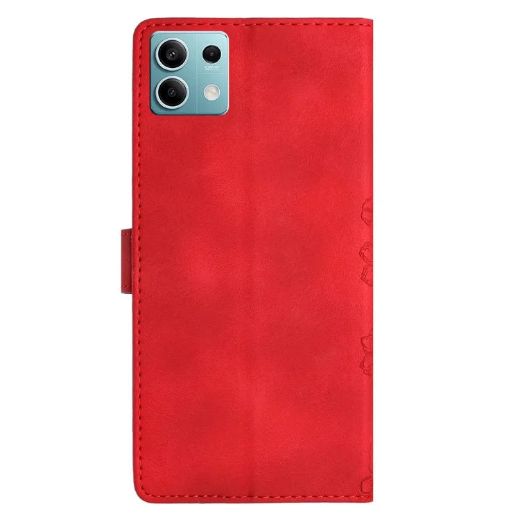 For Xiaomi Redmi Note 13 5G Case Butterfly Flower Pattern Skin-Touch Anti-Drop Leather Phone Cover