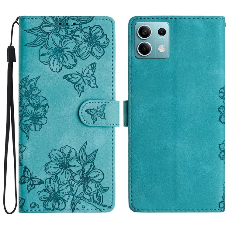 For Xiaomi Redmi Note 13 5G Case Butterfly Flower Pattern Skin-Touch Anti-Drop Leather Phone Cover