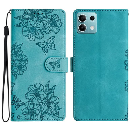 For Xiaomi Redmi Note 13 5G Case Butterfly Flower Pattern Skin-Touch Anti-Drop Leather Phone Cover