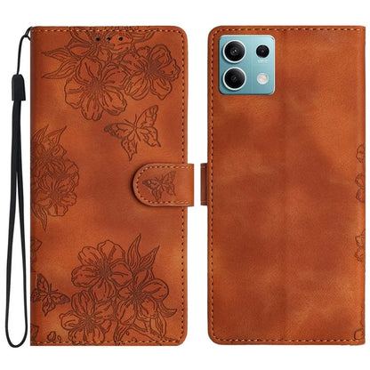 For Xiaomi Redmi Note 13 5G Case Butterfly Flower Pattern Skin-Touch Anti-Drop Leather Phone Cover