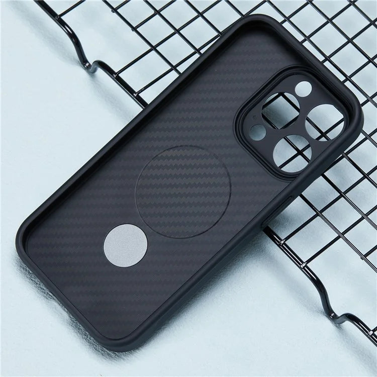 For iPhone 15 Pro Case Hidden Magnetic Kickstand TPU+PC Phone Cover Carbon Fiber Texture