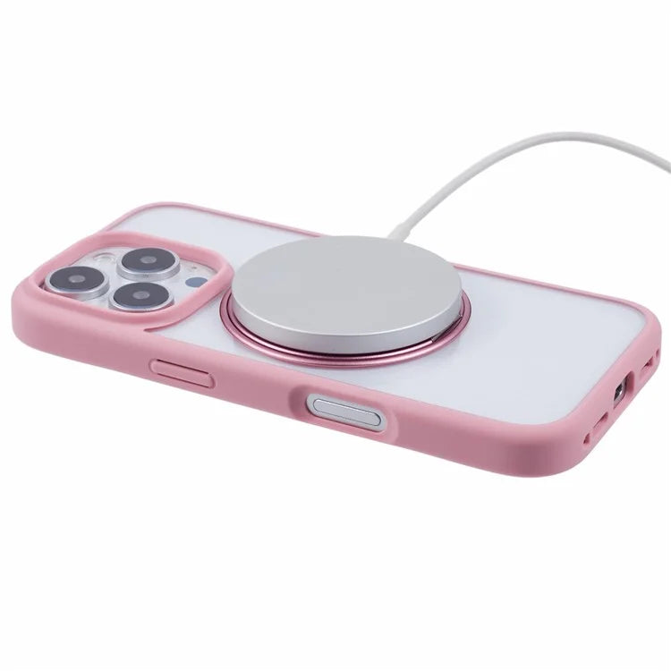 For iPhone 16 Pro Case PC+TPU Phone Cover Rotation Ring Holder Kickstand