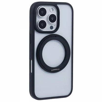 For iPhone 16 Pro Case PC+TPU Phone Cover Rotation Ring Holder Kickstand