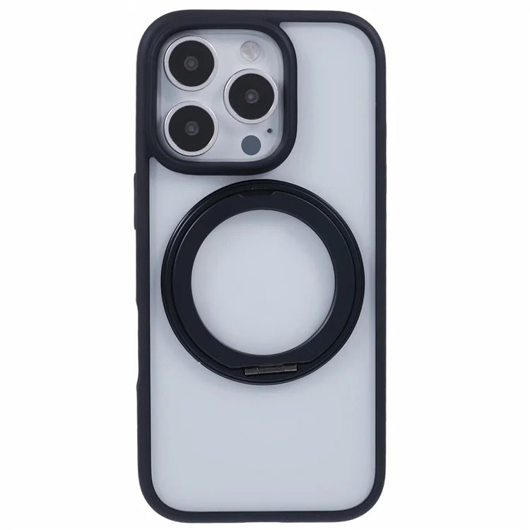 For iPhone 16 Pro Case PC+TPU Phone Cover Rotation Ring Holder Kickstand
