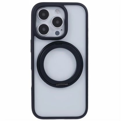 For iPhone 16 Pro Case PC+TPU Phone Cover Rotation Ring Holder Kickstand