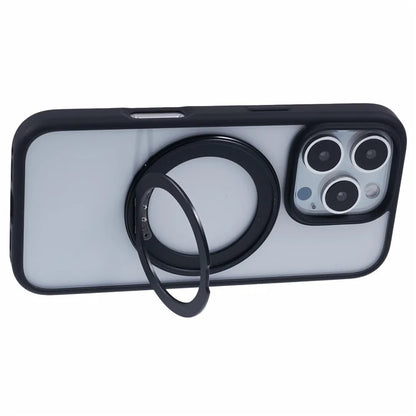 For iPhone 16 Pro Case PC+TPU Phone Cover Rotation Ring Holder Kickstand